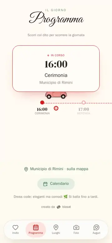 App di matrimonio: il programma della giornata