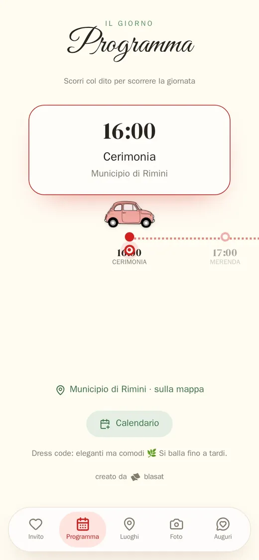 Wedding app: the day’s schedule